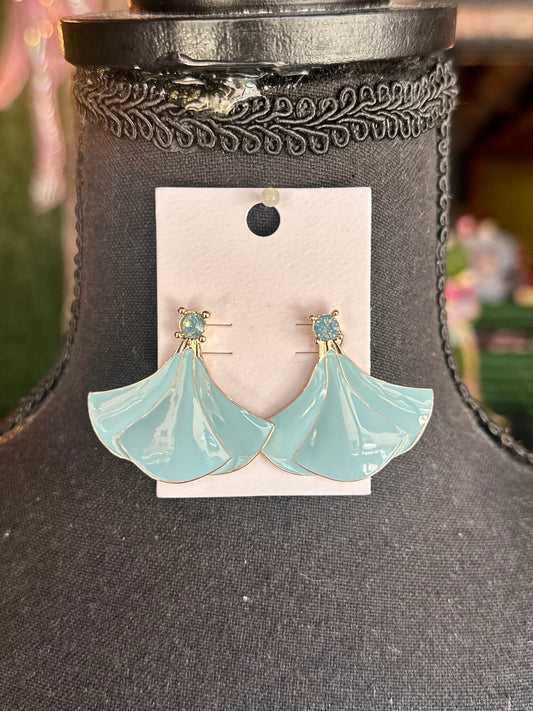 Light Blue Fan Earrings