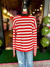 Load image into Gallery viewer, Red &amp; White Striped Sweater
