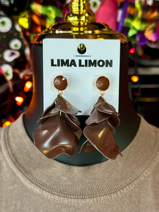 Brown Petal Drop Earrings