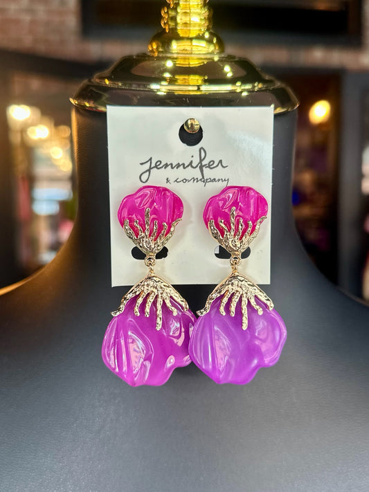 Pink & Purple Petal Drop Earrings