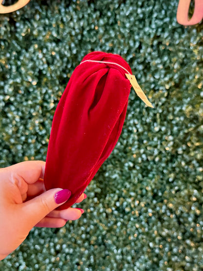 Burgundy Velvet Top Knot Headband