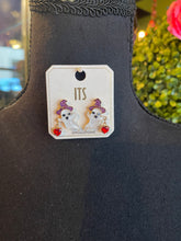 Load image into Gallery viewer, Glittery Ghost &amp; Heart Jewel Earrings
