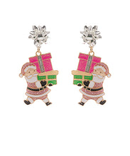 Load image into Gallery viewer, Glittery Santa Claus &amp; Presents Earrings
