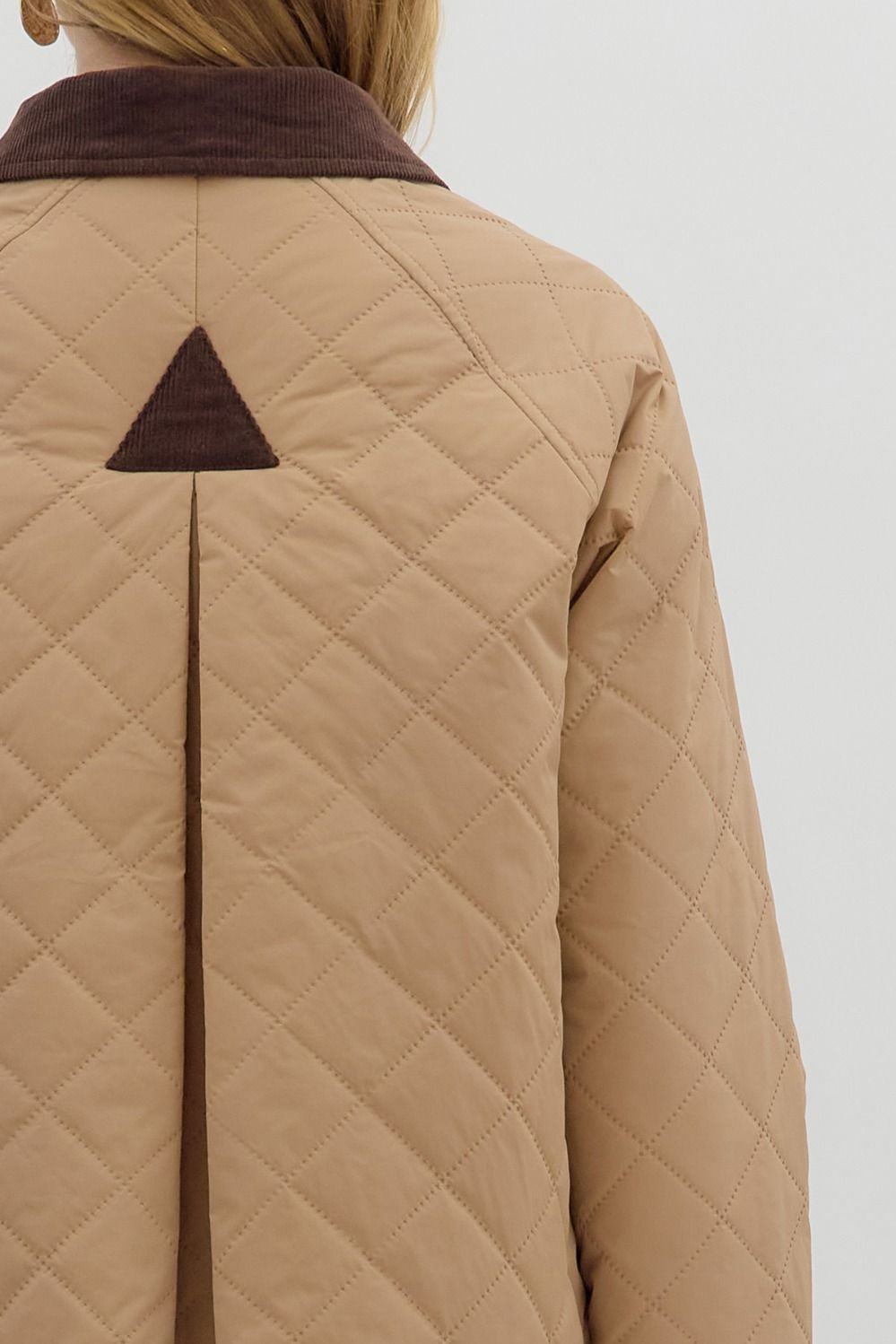 Diamond Quilted Long Sleeve Coat