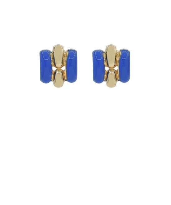 Blue & Gold Geometric Earrings