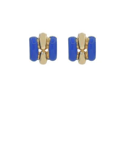 Blue & Gold Geometric Earrings