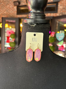 Pink Crystal Hexagon earrings