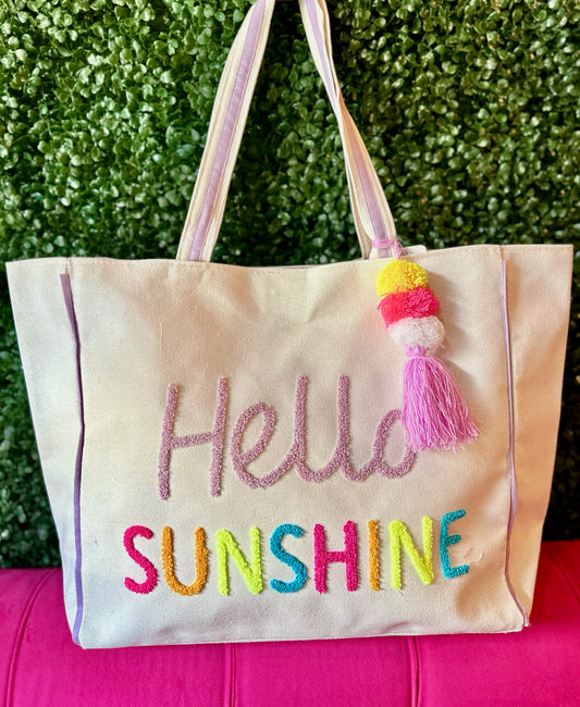 Lavender “Hello Sunshine” Tote Bag