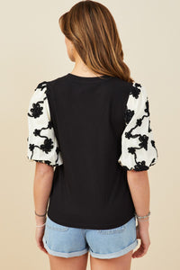 Black & White Floral Embroidered Blouse