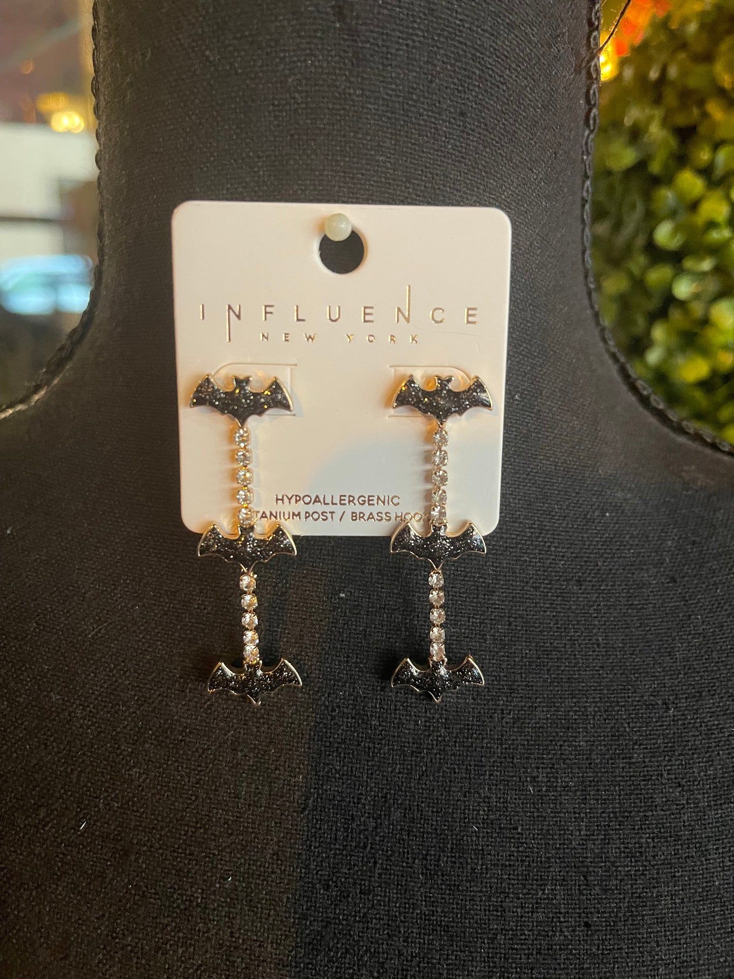 Rhinestone Bat Dangles