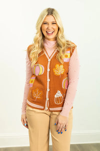 Glittery Fall Elements Sweater Vest