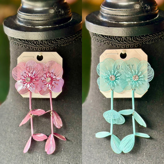 Jeweled Filigree Flower Dangles