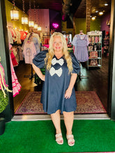 Load image into Gallery viewer, Navy A-Line Mini Dress with Bows
