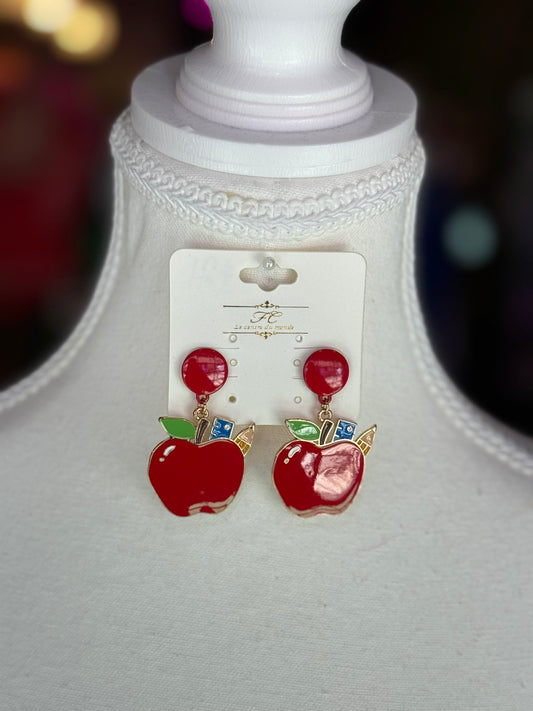 School apple earrings