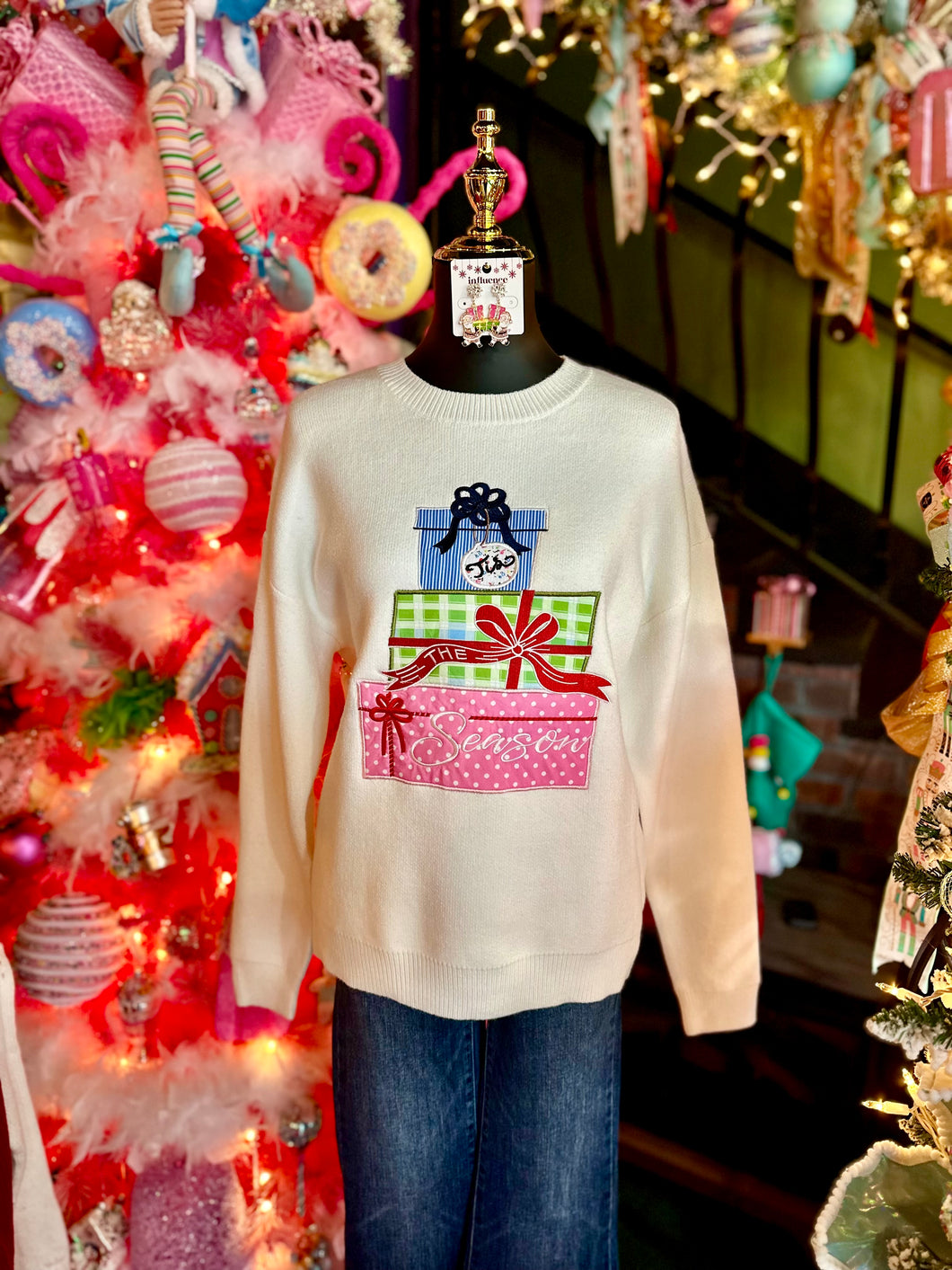 Christmas Present Patchwork Knit Sweater