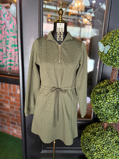 Cable Knit Quarter-Zip Mini Dresses