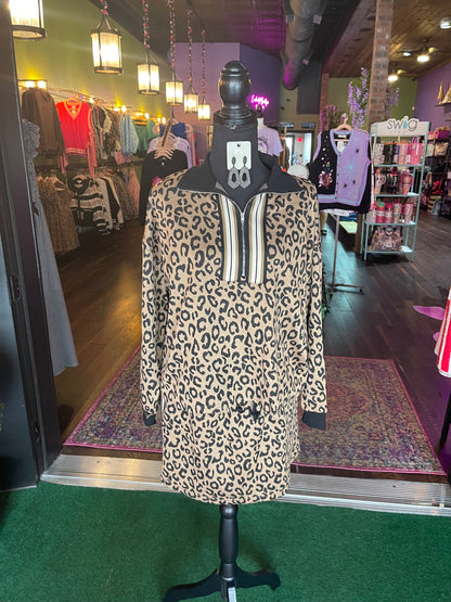 Leopard Half Zip & Skirt Set