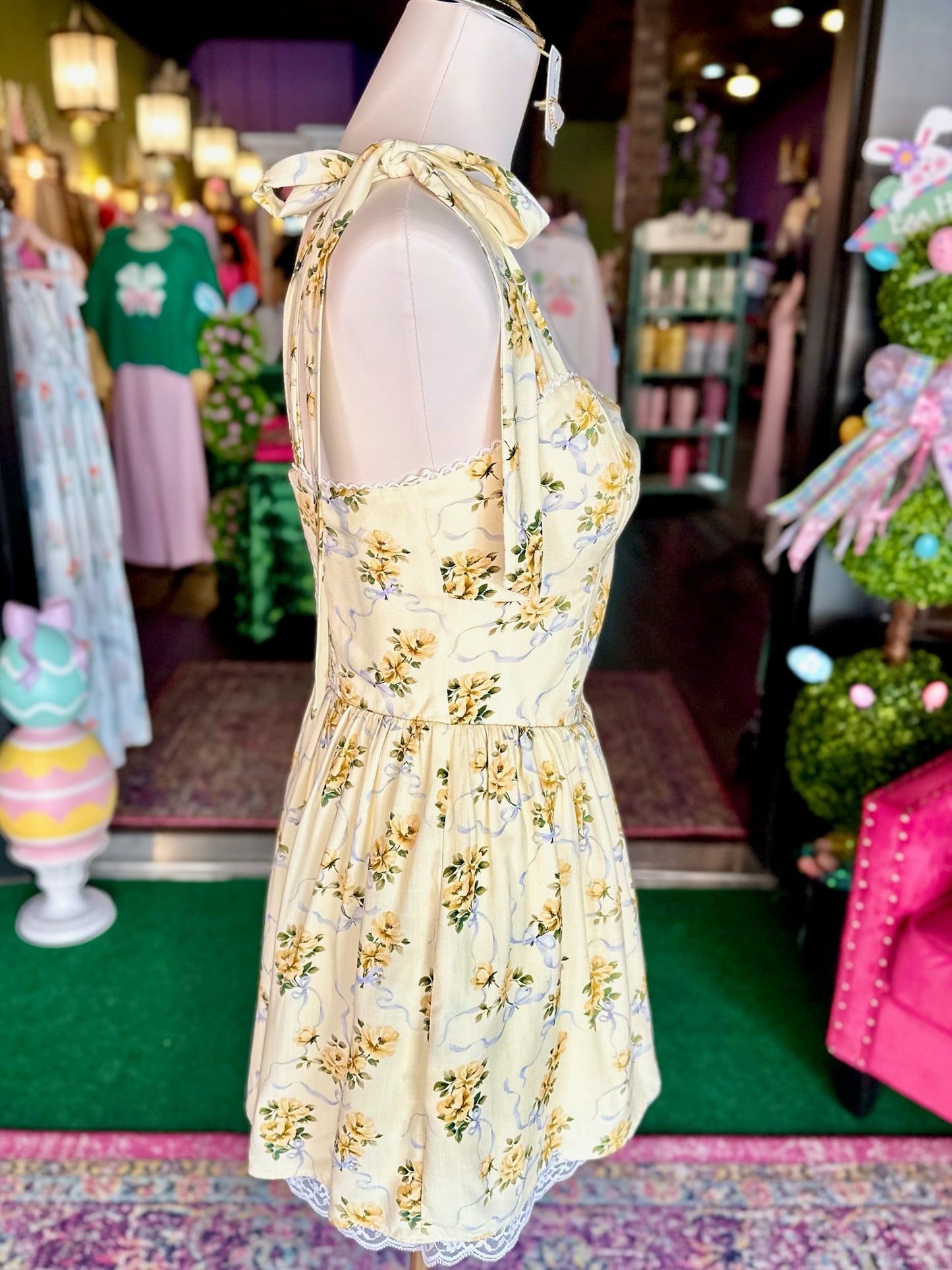 Lemon Lace Daydream Floral Romper