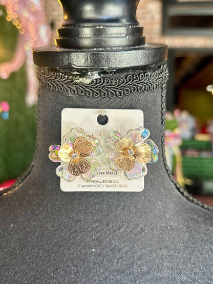 Acrylic & Metal Flower Earrings