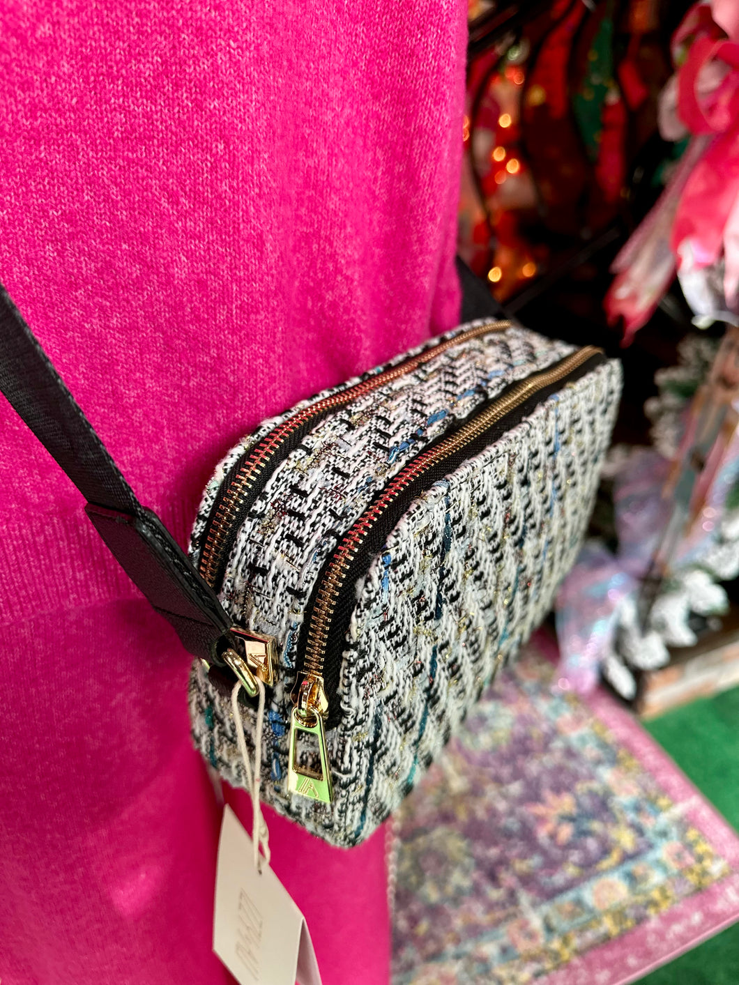 Black Tweed Crossbody