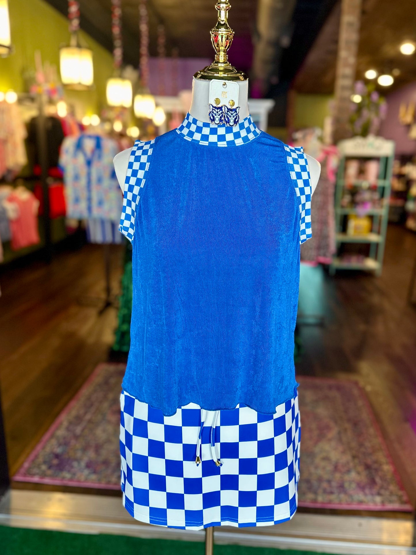 Checkmate Blue Ribbed Tank
