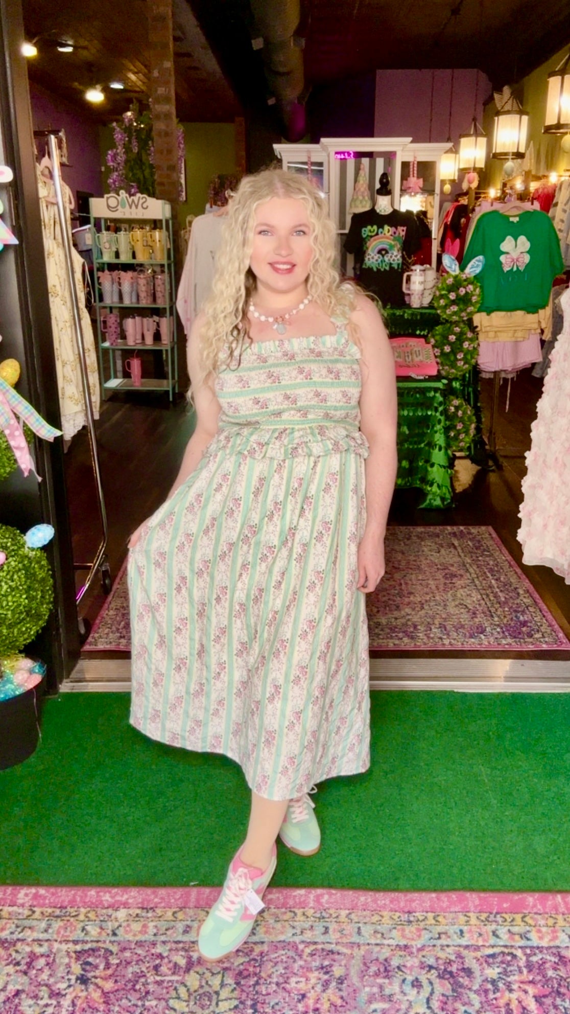Mint Tea Garden Midi Dress