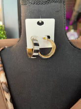 Load image into Gallery viewer, Black &amp; White Striped Hoops
