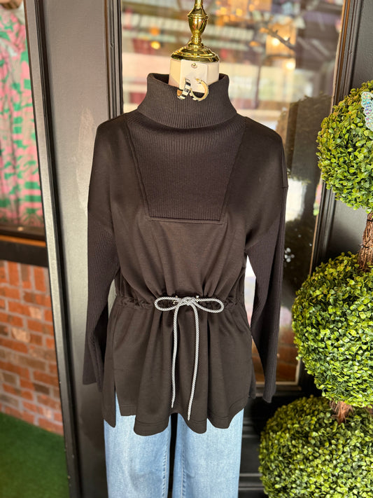 Black Turtleneck Blouse