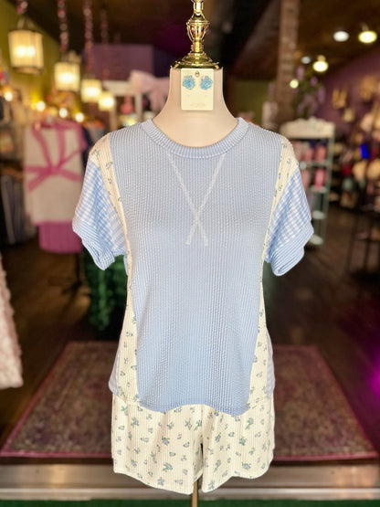 Light Blue Gingham In Bloom Set