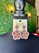 Load image into Gallery viewer, Multicolor Beaded Flower Earrings
