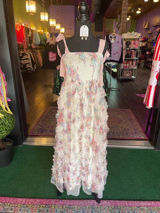 Dusty Rose Floral Midi Dress