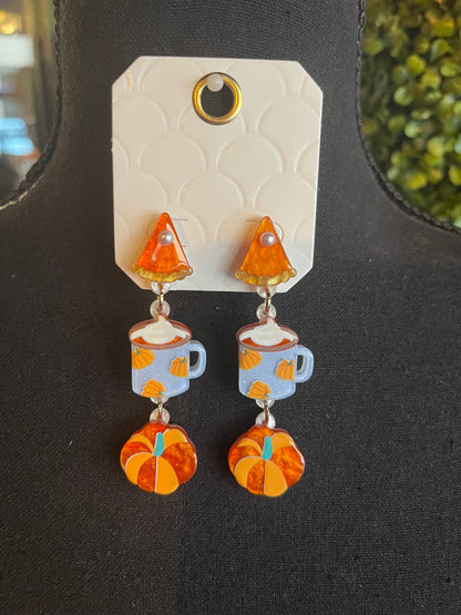 Tiered Fall Pumpkin Earrings