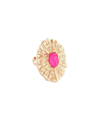 Textured Oval & Fuchsia Resin Ring