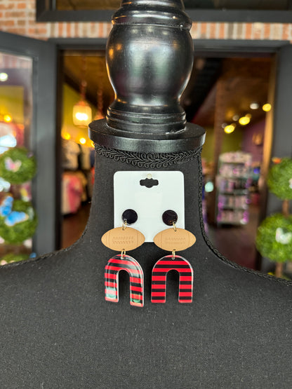 Red & Black Football Earrings