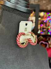 Load image into Gallery viewer, Red &amp; White Rhinestone &amp; Pearl Hoops
