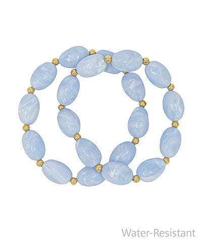 Blue Marbled Oval Stone Bracelet Set