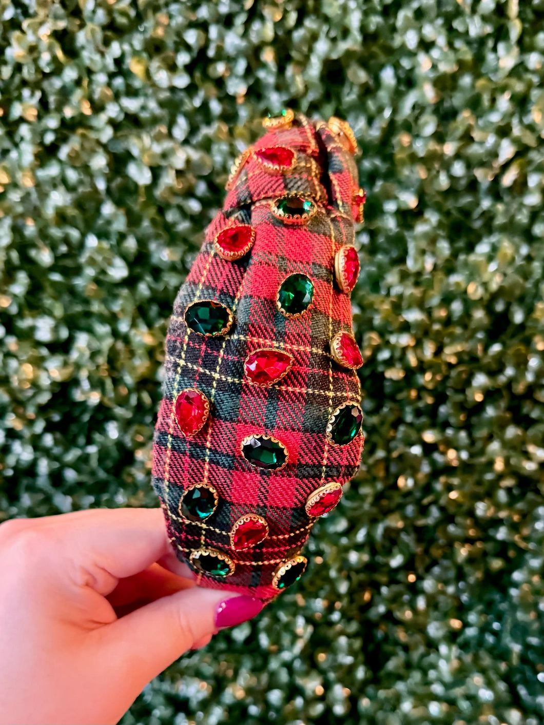 Christmas Plaid Jeweled Headband