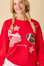 Load image into Gallery viewer, Red &amp; White Football Game Day Patch Crewneck
