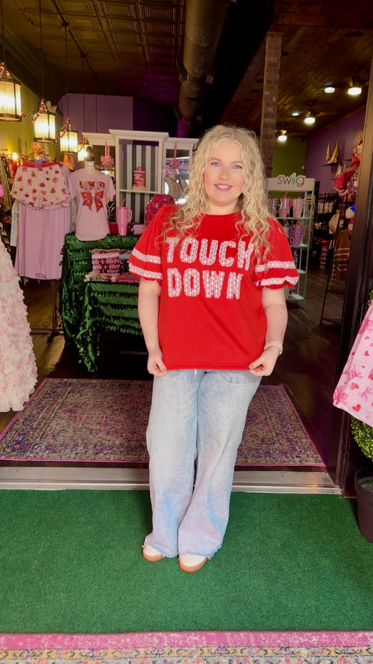 Red & White TOUCH DOWN Top