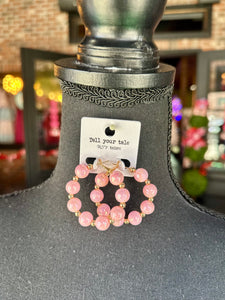 Pink Beaded Hoops