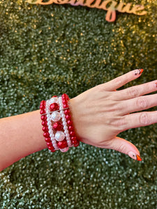 Red & White Pearl Bracelet