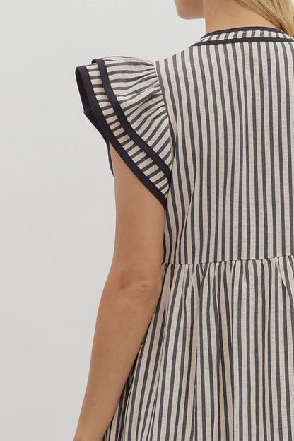 Black & White Striped Midi Dress