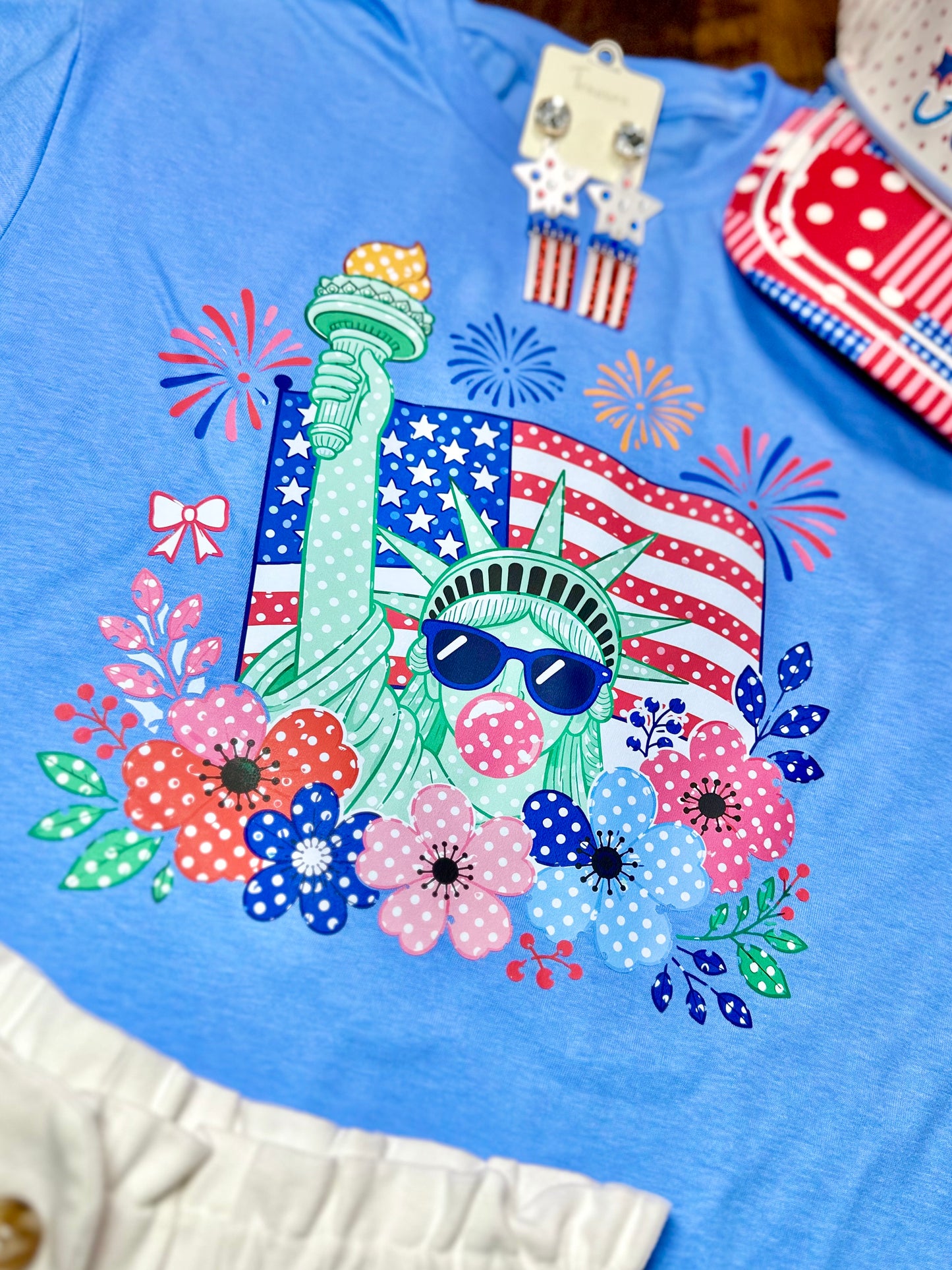 Patriotic Polka Dot Lady Liberty T-Shirt