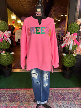 Load image into Gallery viewer, Pink V-neck “Cheers” Pullover
