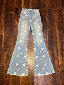 High-Rise Star Print Flare Jeans