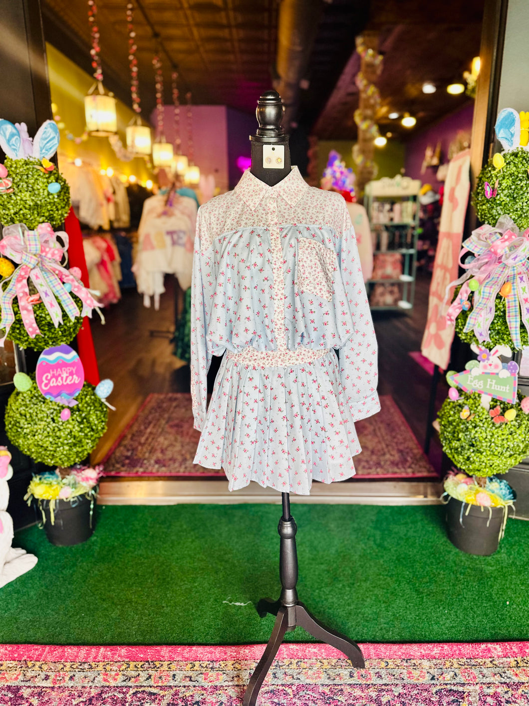 Ditsy Floral Print Cropped Top & Skirt Set