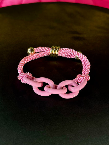 Pink Chain & Rope Bracelet