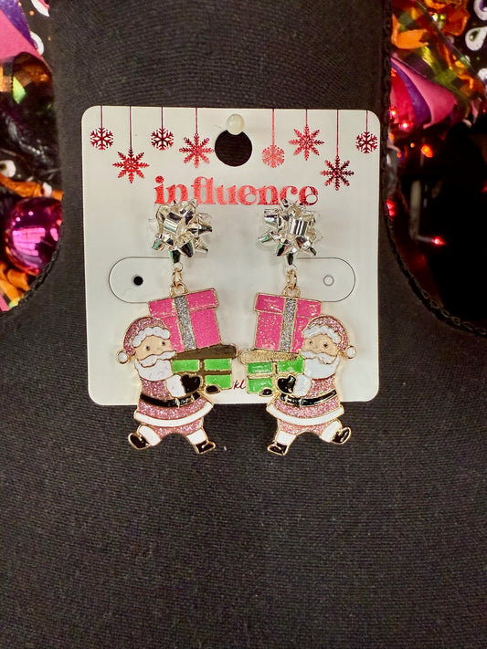 Glittery Santa Claus & Presents Earrings