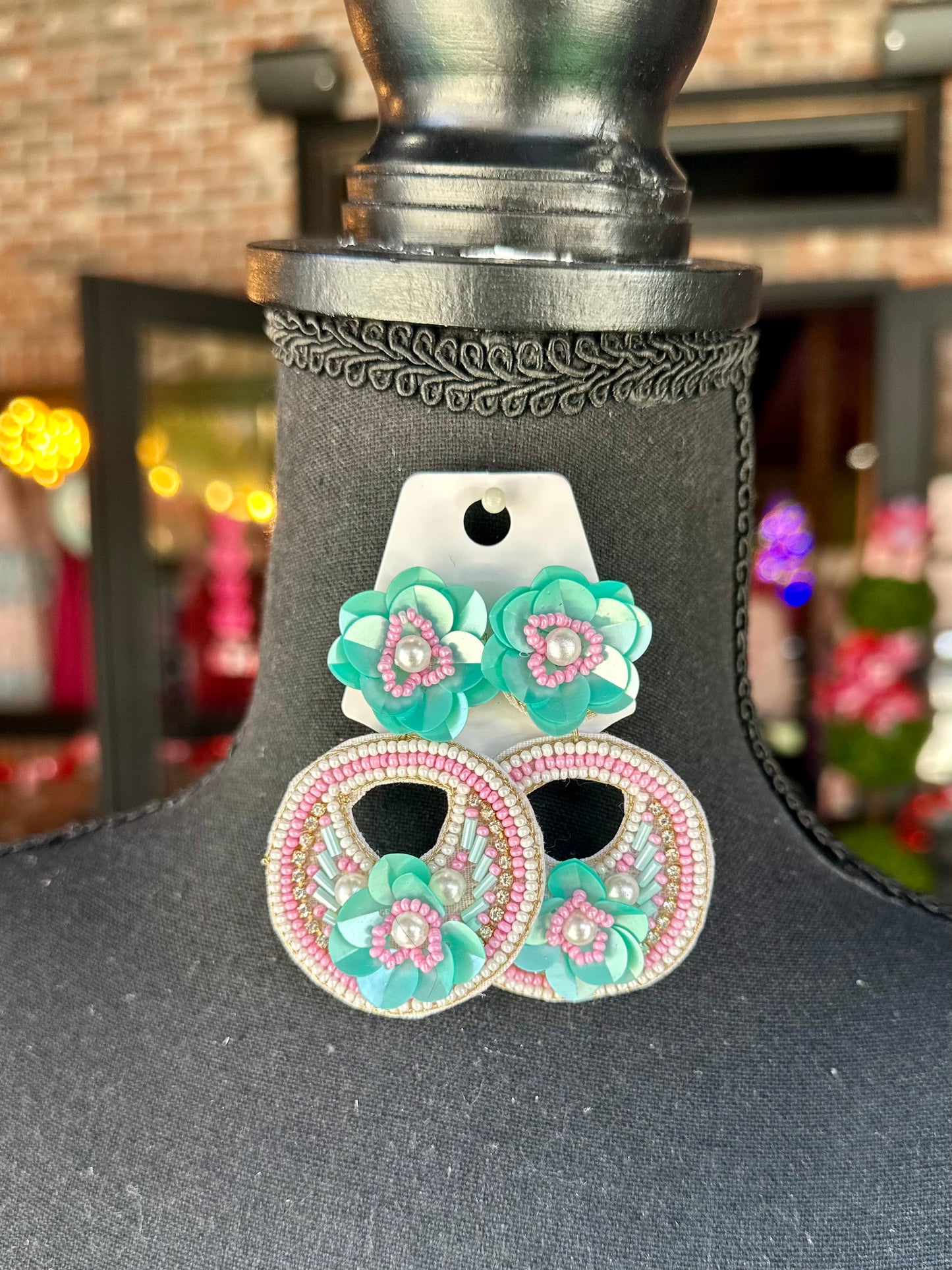 Beaded Floral Dangles