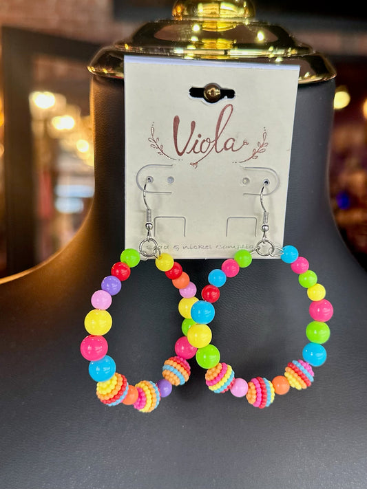 Multicolor Beaded Hoop Dangles